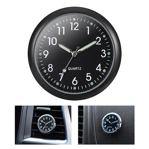 JIZZU Car Clock, Mini Fahrzeug Armaturenbrett Uhr für Auto, Mini Quartz Analogue Car Dashboard Uhr, Clock Time Auto Air Vent Clip Uhr für Auto Innendekoration Kleine Wanduhr Home Decor