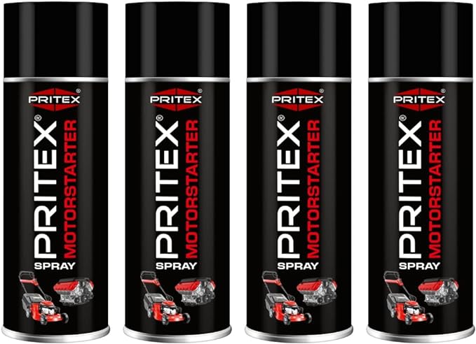 PRITEX – Motorstarter Spray 4x 400 ml – Starthilfespray für Benzin- & Dieselmotoren – schont Anlasser, Motor & Batterie – niedrige Zündtemperatur & hohe Zündenergie – für Auto, LKW & Landmaschinen
